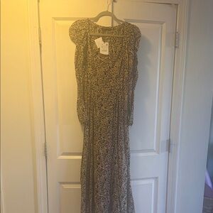 Zara Beige and Black Leopard Print Maxi Dress